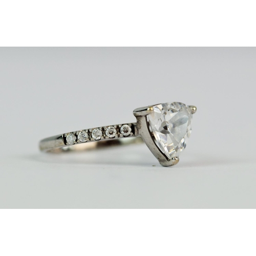 106 - 9ct White Gold CZ set ring. Finger size 'O-5'  1.9g