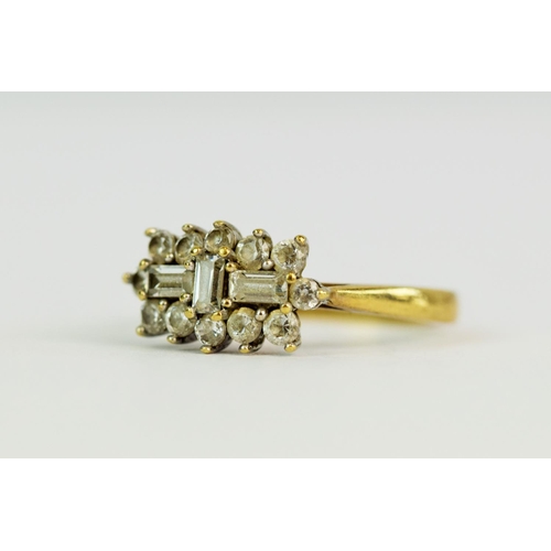 109 - 9ct Yellow Gold, Multi CZ set ring. Finger size 'O-5'  2.6g