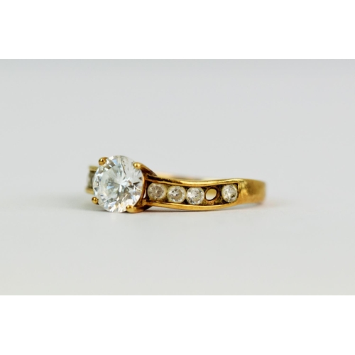 114 - 9ct Multi CZ set ring. Finger size 'N'  1.7g  (one stone missing, see photo)