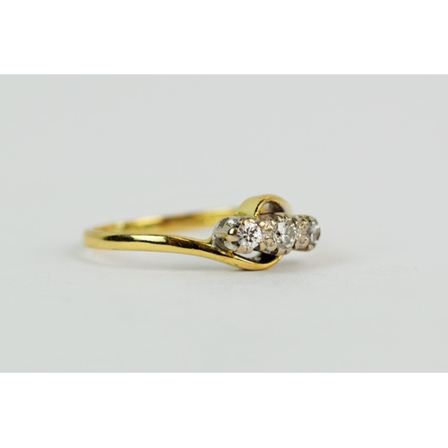 124 - 18ct Yellow Gold Ring set with Triple Diamonds. Centre Diamond 0.10cts with both side Diamonds at 0.... 