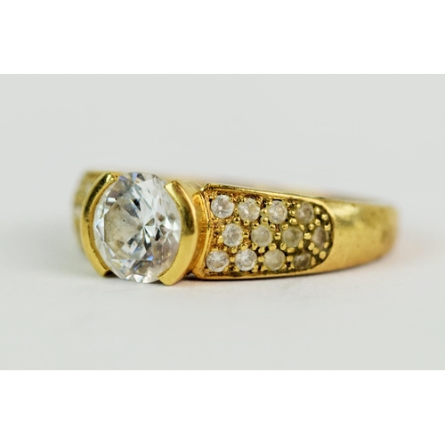 128 - 14ct Yellow Gold Ring set with CZ.. Finger size 'W'   4.9g