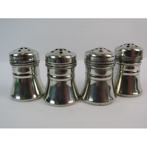 152 - Boxed set of George Jensen Pewter pepperettes. Each measures approx 40mm.  See photo