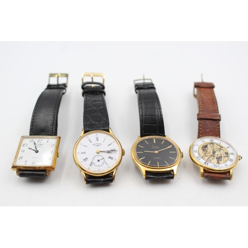 3 - 4 x Vintage Gents Gold Tone WRISTWATCHES Hand-Wind WORKING Inc. Rotary Etc. Assorted Vintage / Later... 