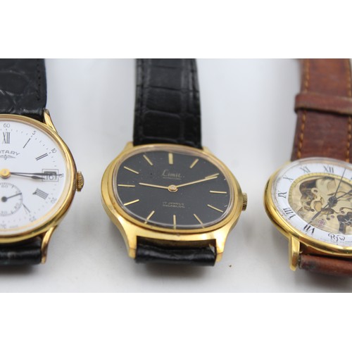 3 - 4 x Vintage Gents Gold Tone WRISTWATCHES Hand-Wind WORKING Inc. Rotary Etc. Assorted Vintage / Later... 