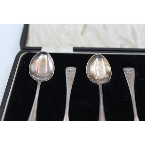 10 - 6 x Vintage Hallmarked 1936 Birmingham STERLING SILVER Teaspoons (42g)  Cased  Maker - J Gloster Ltd... 