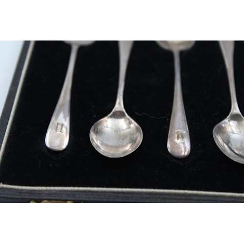 10 - 6 x Vintage Hallmarked 1936 Birmingham STERLING SILVER Teaspoons (42g)  Cased  Maker - J Gloster Ltd... 