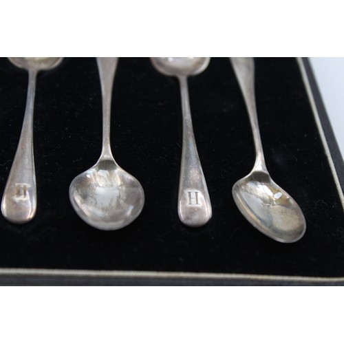 10 - 6 x Vintage Hallmarked 1936 Birmingham STERLING SILVER Teaspoons (42g)  Cased  Maker - J Gloster Ltd... 