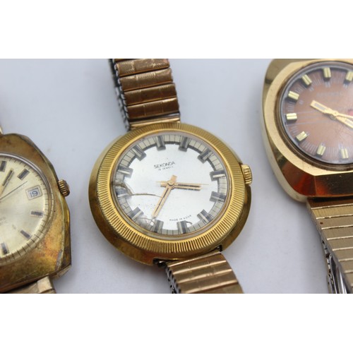 12 - 3 x Gents Vintage SEKONDA Gold Tone WRISTWATCH  Hand-Wind WORKING  Gents Vintage Gold Tone Mechanica... 