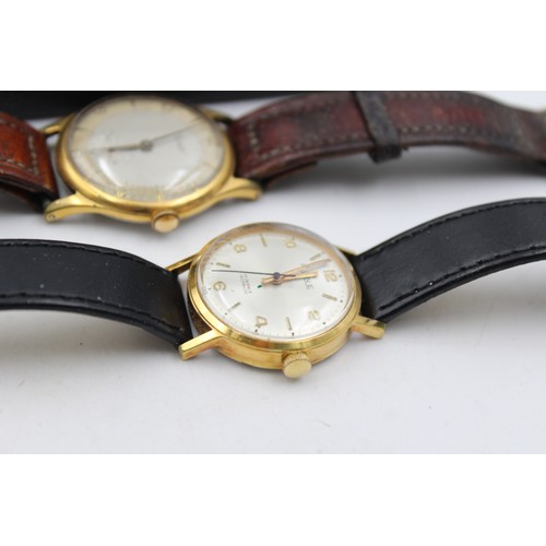 13 - 3 x Gents Vintage Gold Tone WRISTWATCHES Hand-Wind WORKING Inc Corvette / Rone    Gents Vintage Gold... 