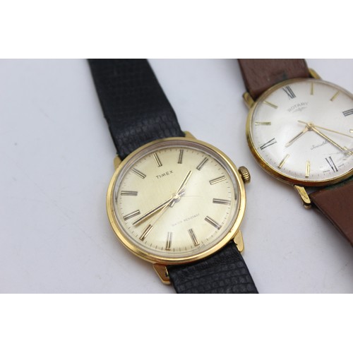 14 - 3 x Gents Vintage Gold Tone WRISTWATCHES Hand-Wind WORKING Inc Rotary / Ross   Gents Vintage Gold To... 