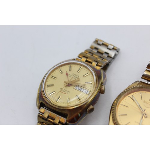 15 - 3 x Gents Vintage Gold Tone WRISTWATCHES Hand-Wind WORKING Inc Swiss Emperor        Gents Vintage Go... 