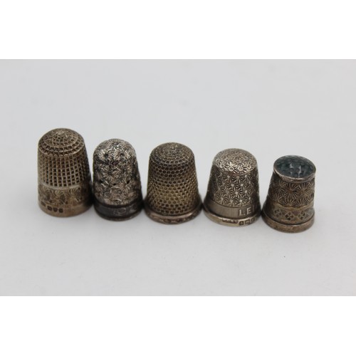 18 - 5 x Antique / Vintage .925 STERLING SILVER Thimbles Inc Charles Horner Etc (23g)      In antique / v... 