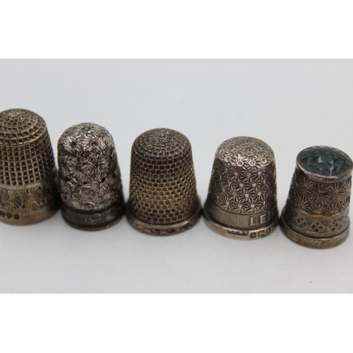 18 - 5 x Antique / Vintage .925 STERLING SILVER Thimbles Inc Charles Horner Etc (23g)      In antique / v... 