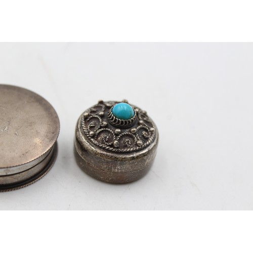 20 - 3 x Antique / Vintage .800, .900 & .925 STERLING SILVER Pill / Trinket Boxes 55g       In antique / ... 