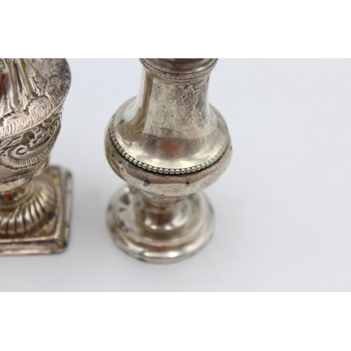 24 - 2 x Antique Hallmarked .925 STERLING SILVER Salt / Pepper Cellars (92g)    In antique condition Sign... 