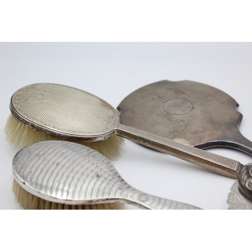 29 - 8 x Antique / Vintage Hallmarked .925 STERLING SILVER Ladies Vanity (691g) Inc Brushes, Handled Tool... 