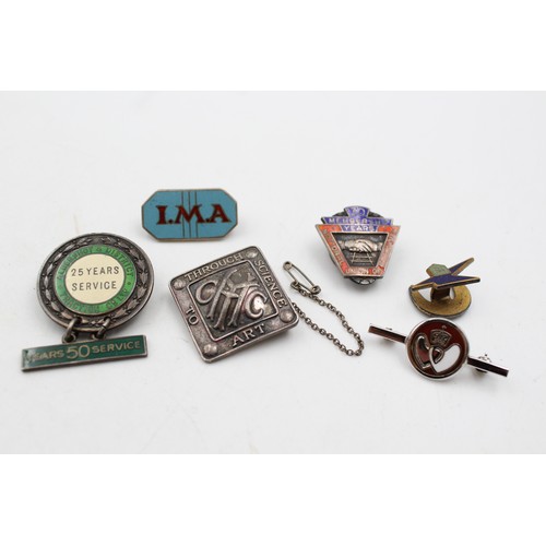 31 - 6 x Antique / Vintage Hallmarked .925 STERLING SILVER Badges Inc Enamel Etc 44g      Inc Enamel, Uni... 