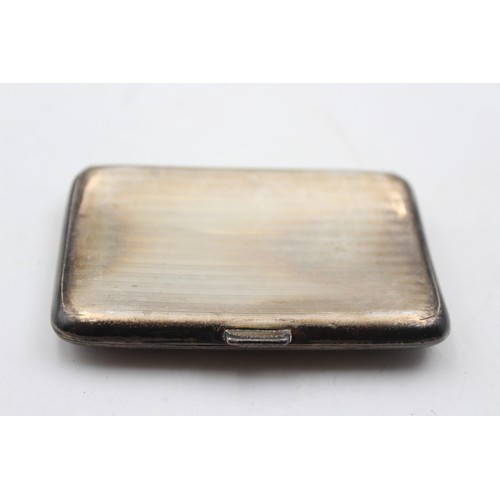 33 - Antique Hallmarked 1922 Birmingham STERLING SILVER Cigarette Case (66g)       Maker - Adie Bros  Dim... 