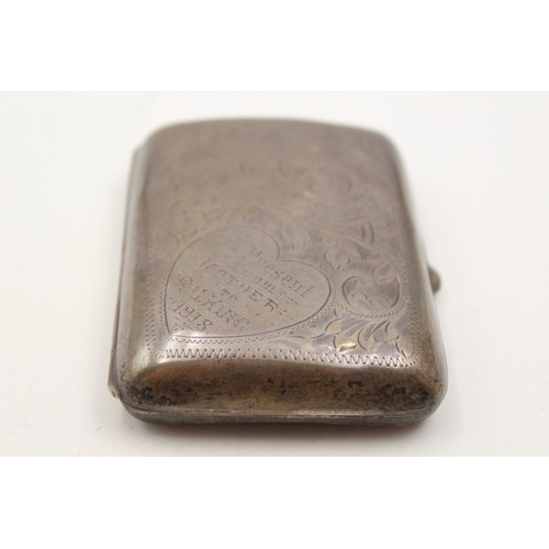 35 - Antique Hallmarked 1917 Chester STERLING SILVER Cigarette Case (59g)  Maker - E J Trevitt & Sons Dia... 