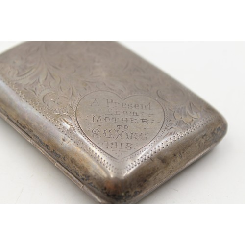 35 - Antique Hallmarked 1917 Chester STERLING SILVER Cigarette Case (59g)  Maker - E J Trevitt & Sons Dia... 