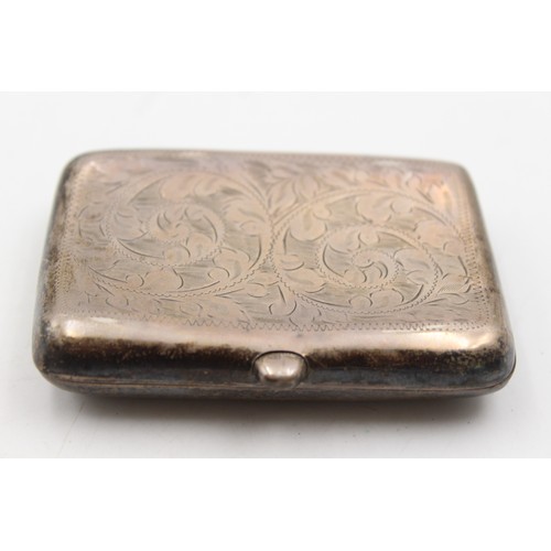 35 - Antique Hallmarked 1917 Chester STERLING SILVER Cigarette Case (59g)  Maker - E J Trevitt & Sons Dia... 