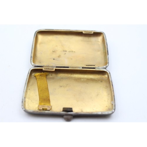 35 - Antique Hallmarked 1917 Chester STERLING SILVER Cigarette Case (59g)  Maker - E J Trevitt & Sons Dia... 