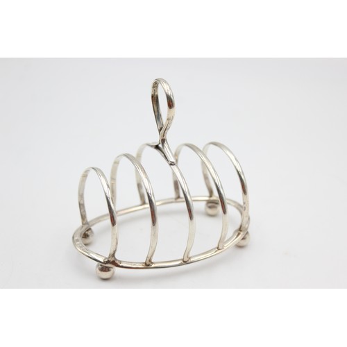 36 - Antique Hallmarked 1908 Birmingham STERLING SILVER 5 Bar Toast Rack (53g) Maker - Elkington & Co Dia... 