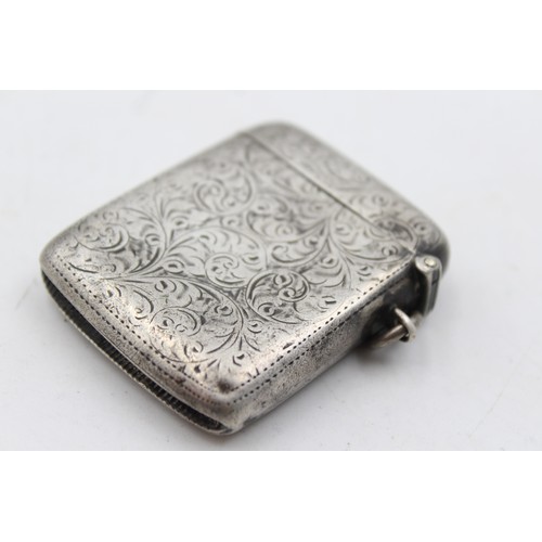 42 - Antique Hallmarked 1906 Chester STERLING SILVER Vesta / Match Case (28g)Maker - William Neale or Wil... 