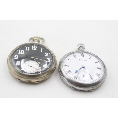 44 - 2 x Vintage Gents POCKET WATCHES Hand-Wind Working Inc. Helvetia   Vintage Gents   POCKET WATCHES  H... 