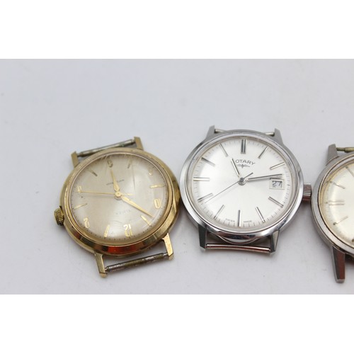 45 - 5 x Vintage Gents WRISTWATCH HEADS Hand-Wind / Automatic WORKING inc Rotary Etc  Vintage Gents  Mech... 