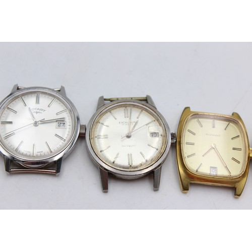 45 - 5 x Vintage Gents WRISTWATCH HEADS Hand-Wind / Automatic WORKING inc Rotary Etc  Vintage Gents  Mech... 