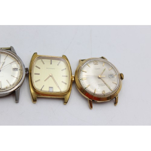 45 - 5 x Vintage Gents WRISTWATCH HEADS Hand-Wind / Automatic WORKING inc Rotary Etc  Vintage Gents  Mech... 