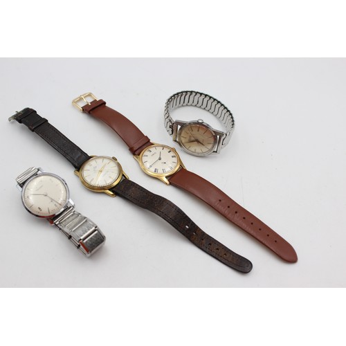 46 - 4 x Vintage Gents WRISTWATCHES Hand-Wind / Automatic WORKING inc Nivada Etc  Vintage Gents  Mechanic... 