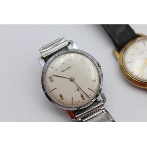 46 - 4 x Vintage Gents WRISTWATCHES Hand-Wind / Automatic WORKING inc Nivada Etc  Vintage Gents  Mechanic... 