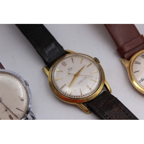 46 - 4 x Vintage Gents WRISTWATCHES Hand-Wind / Automatic WORKING inc Nivada Etc  Vintage Gents  Mechanic... 