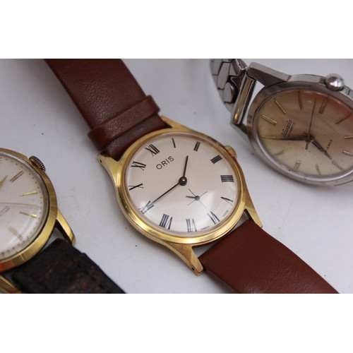 46 - 4 x Vintage Gents WRISTWATCHES Hand-Wind / Automatic WORKING inc Nivada Etc  Vintage Gents  Mechanic... 