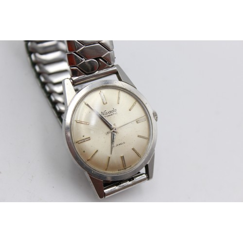 46 - 4 x Vintage Gents WRISTWATCHES Hand-Wind / Automatic WORKING inc Nivada Etc  Vintage Gents  Mechanic... 