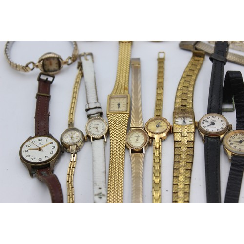 50 - 25 x Vintage Ladies Gold Tone WRISTWATCHES Hand-Wind Inc. BULOVA, ROAMER Etc.  Vintage Ladies Gold T... 