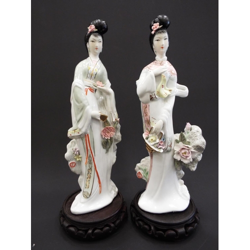 270 - Pair of geshia girl oriental figurines standing 13