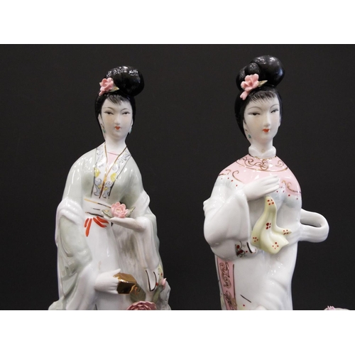 270 - Pair of geshia girl oriental figurines standing 13