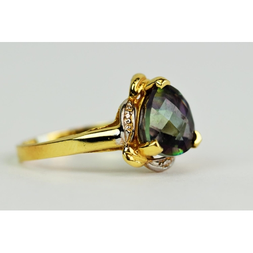 102A - 14ct Yellow Gold Ametrine set ring with small melee diamonds to accompany. Finger size 'O-5'   3.5g