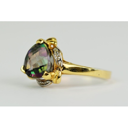 102A - 14ct Yellow Gold Ametrine set ring with small melee diamonds to accompany. Finger size 'O-5'   3.5g