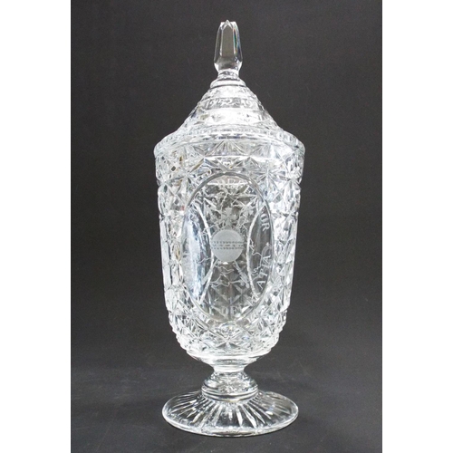 345 - Large Royal Brierley lidded crystal vase to commemorate the Queens silver jubilee, standing approx 1... 