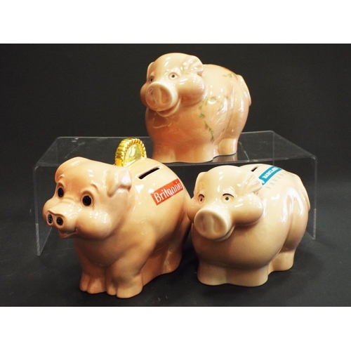 347 - 3 Rare Wade piggy banks, Barclays, Britannia & 1 floral.