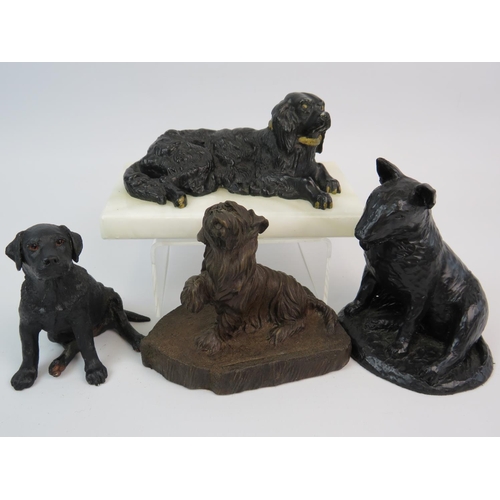 359 - Selection of Vintage and Antique dog figures, (English Bull Terrier made from Coal)   See photos