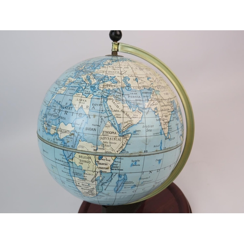 373 - 1960's era, tin plate Chad Valley Globe approx 12 inches tall. With base. See photos.