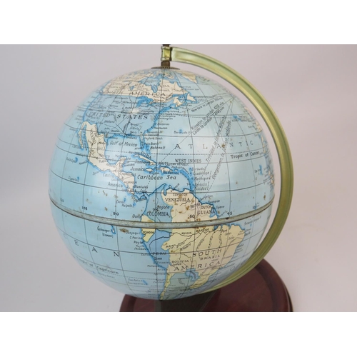 373 - 1960's era, tin plate Chad Valley Globe approx 12 inches tall. With base. See photos.