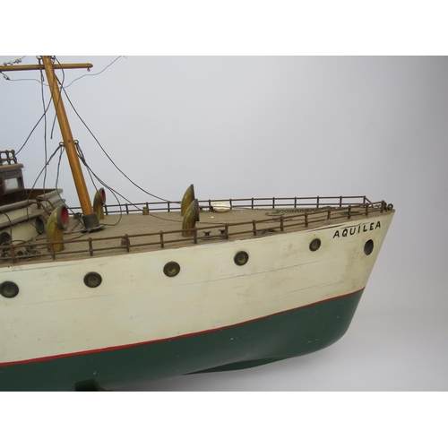 380 - Large handbuilt model of the Steamer 'Aqualea' with measures 40 inches long , 15 inches tall at the ... 