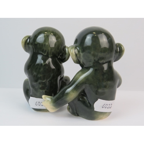 387 - Cute pair of Baby Monkeys by Goebels. Each approx 3.5 inches tall. Numbers 542 & 543. see photos.