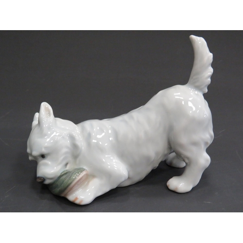 393 - Royal Copenhagen playful West Highland Terrier with slipper (model 145)  together with a Russian mad... 